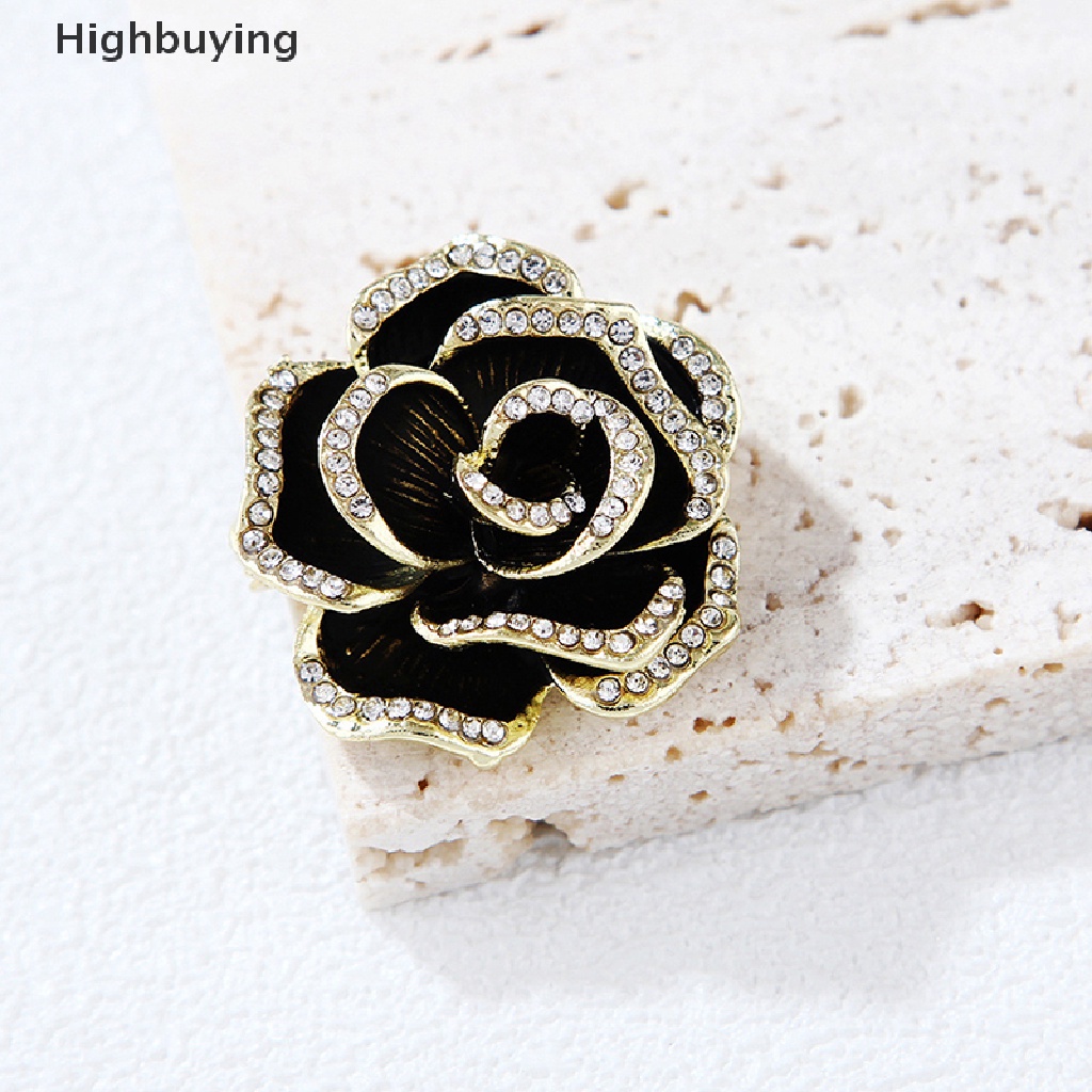 Hbid Fashion Berlian Imitasi Camellia Bunga Enamel Bros Perempuan Kerah Perhiasan Pesta Mantel Pin Hadiah Glory