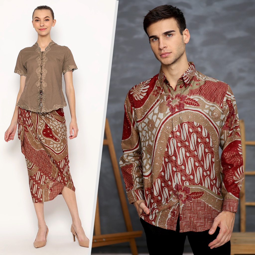 BAJU BATIK COUPLE Kemeja Rok Lilit Jena Instan Batik Pria Lengan Panjang Slimfit Premium Parang Roll Merah Maroon 723248 Cap 72 - Baju Kemeja Atasan Pakaian Batik Couple Cople Pria Cowok Laki Laki Remaja Keluarga Lengan Panjang Modern Slimfit Premium