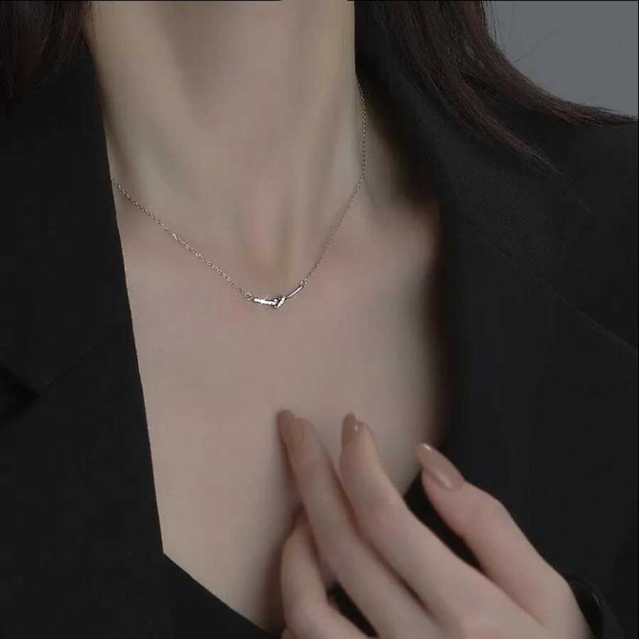 Ol Korea Gaya Sederhana Zirkon Simpul Liontin Rantai S925 Sterling Silver Emas Elegan Wanita Fashion Perhiasan Titanium Steel Kalung Choker