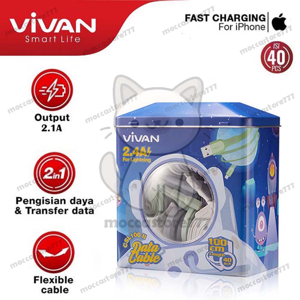 VIVAN CSL100 New Kabel data Lightning 2.4A Fast Charging Data Cable for Iphone 1M