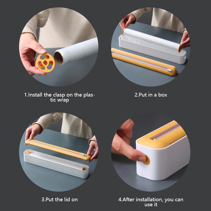 Dispenser Bungkus Plastik, Pemotong Film Plastik Dapat Disesuaikan, Kotak Pemotong Tinfoil Terpasang Di Dinding, Alat Dapur Pemotong Slider Aluminium Foil 2 In 1