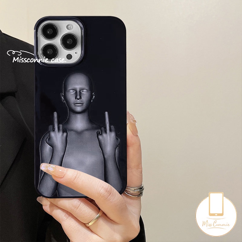 Case Keren Papan Catur Kompatibel Untuk IPhone 7plus XR 11 14 13 12 Pro Max7 8 Plus X XS Max SE 2020 Kreatif Lucu Cyberpunk Hitam Glossy Shockproof Halus Soft Cover