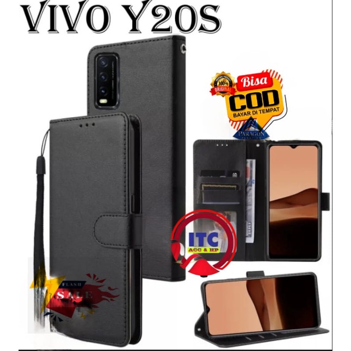 CASE PREMIUM FLIP KULIT DOMPET TYPE HP VIVO Y20S  DOMPET- FLIP COVER LEATHER-SARUNG HP PREMIUM LEATH