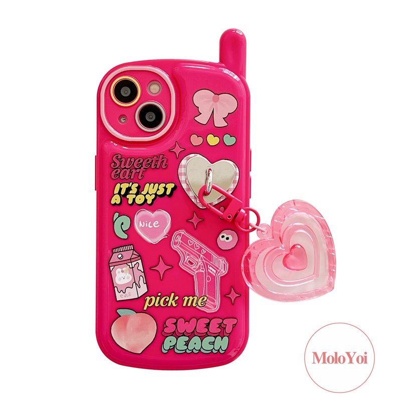 IPHONE Case Kompatibel Untuk Iphone11 14 13 12 Pro Max7 8 Plus XR X XS MAX SE 2020 Graffiti Kelinci Lucu Ikatan Simpul Retro Personal Bentuk Ponsel Seluler Soft Cover Dengan Liontin Cinta Cinta Hati