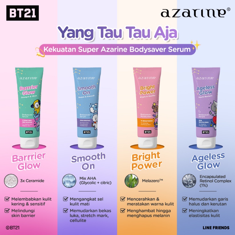 Azarine x BT21 Bodysaver Moisturizer 100ml Body Saver BPOM