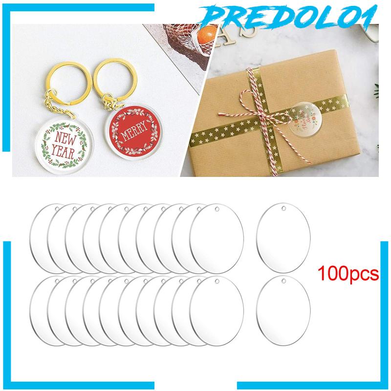 [Predolo1] 100x Acrylic Keychain Blank Keychains Clear Acrylic Disc Charm Blank