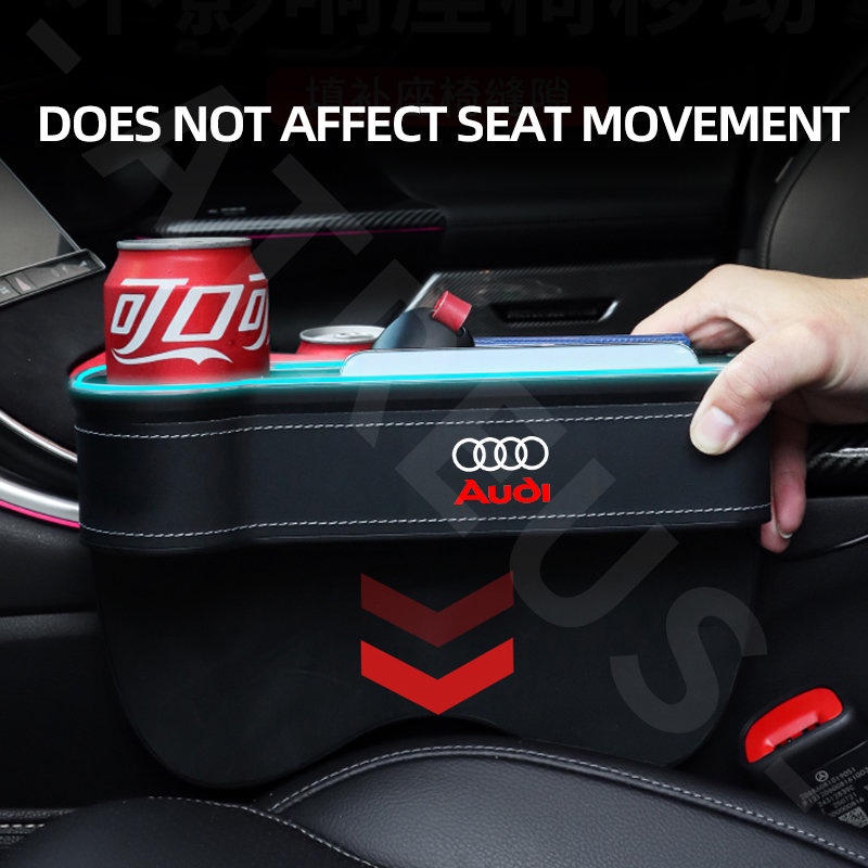 Audi Kotak Penyimpanan Celah Kursi Mobil Dapat Dicharge Dengan LED Ambient Light Dompet Card Holder Untuk A3 8l A1 Q5 TT mk2 A5 A4 B7 B8 B5 A6 C7 C6 Q7 Q3 RS3