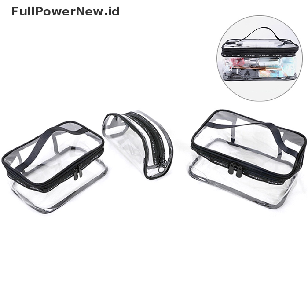 Power Bening Transparan PVC Travel Kosmetik Makeup Alat Mandi Wash Bag Pouch Zipper Bag ID