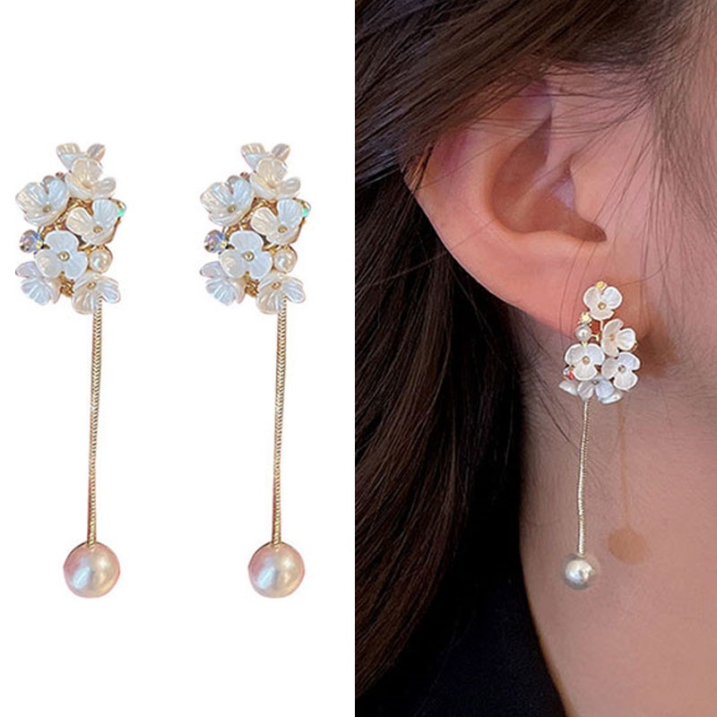 Eropa Amerika Temperamen Elegan Panjang Rumbai Mutiara Fashion Anting Berlebihan