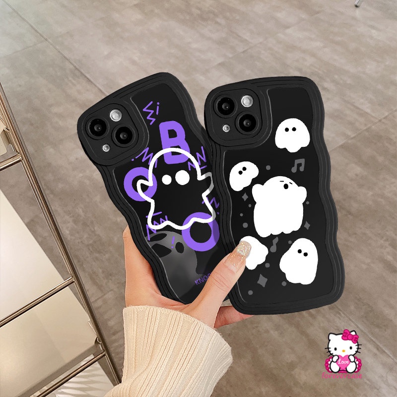 Soft Case Tepi Bergelombang Untuk Samsung A12 A14 A04s A03s A50 A50s A04 A23 A13 A30s A32 A20 A02s A31 A04E A22 A21s A52 A51 A33 A11 A52s A53 M22 Kartun Hantu Lucu Monster Kecil Cover