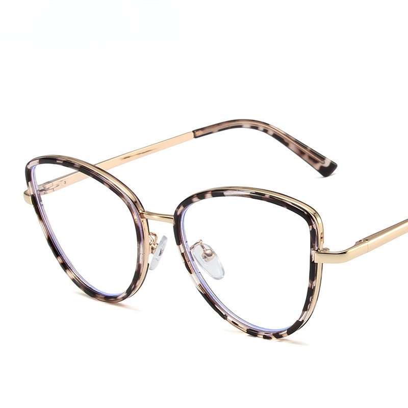 Kacamata Anti Radiasi Wanita Pria Cat Eye Metal Kacamata Aesthetic Lensa Yang Dapat Diganti Frame Kacamata Retro Eyeglasses