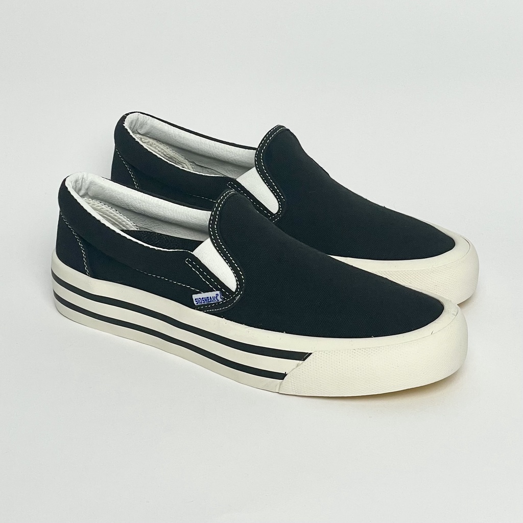 SIDSNEAKS Sepatu Slip on Exelas Black White DX Original