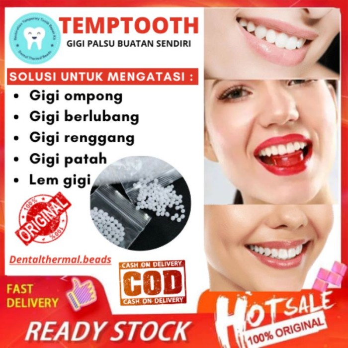 Temptooth 200 Butir/Penambal Gigi patah/Gigi Palsu Buatan Sendiri DL