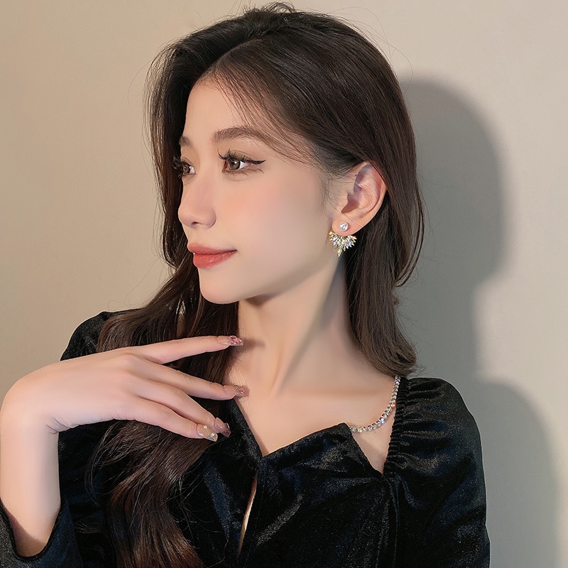 Anting Sayap Malaikat Mutiara Antik Aksesoris Berlian glitter Korea Wanita