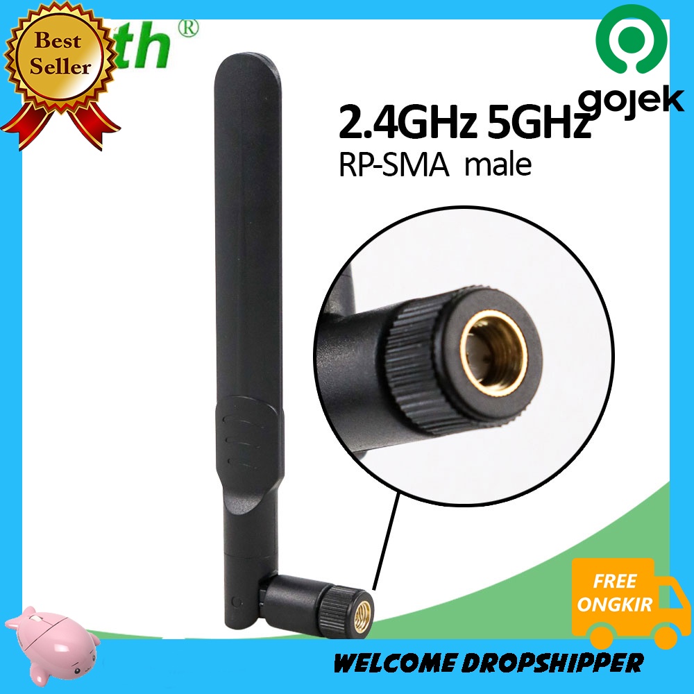 EOTH Antena Router WiFi Amplifier Dual Band 2.4&5GHz 8dbi RP-SMA