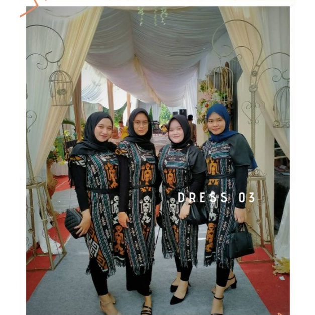New Baju Dress Batik Tenun Wanita Etnik Troso Jumbo Pakaian Kondangan Pesta Toraja Premium