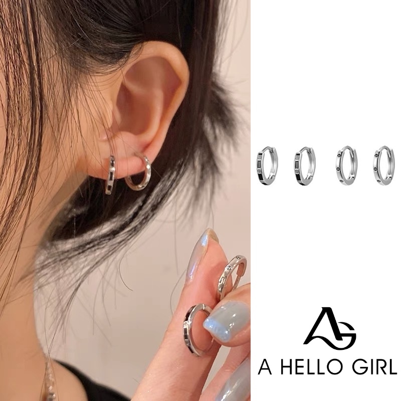 Anting Hoop Bahan S925 Silver Needle Gaya Korea Untuk Wanita