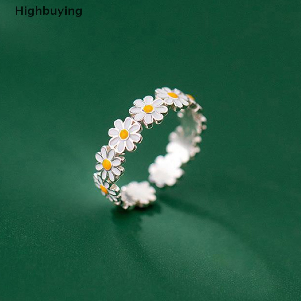 Hbid Vintage Daisy Flower Rings Untuk Wanita Lucu Bunga Cincin Adjustable Terbuka Jari Cincin Pernikahan Pertunangan Cincin Tren Perhiasan Perempuan Glory