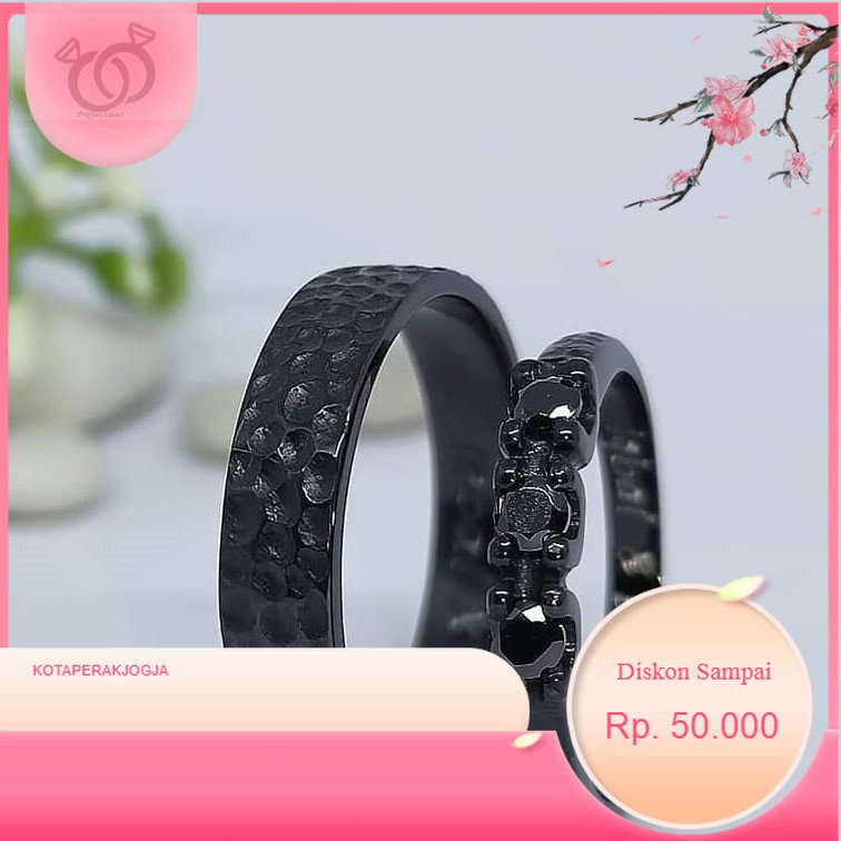 Cincin Kawin Cincin Nikah Cincin Couple Pasangan Perak Palladium CINCIN KAWIN PERAK Hitam - By Kotap