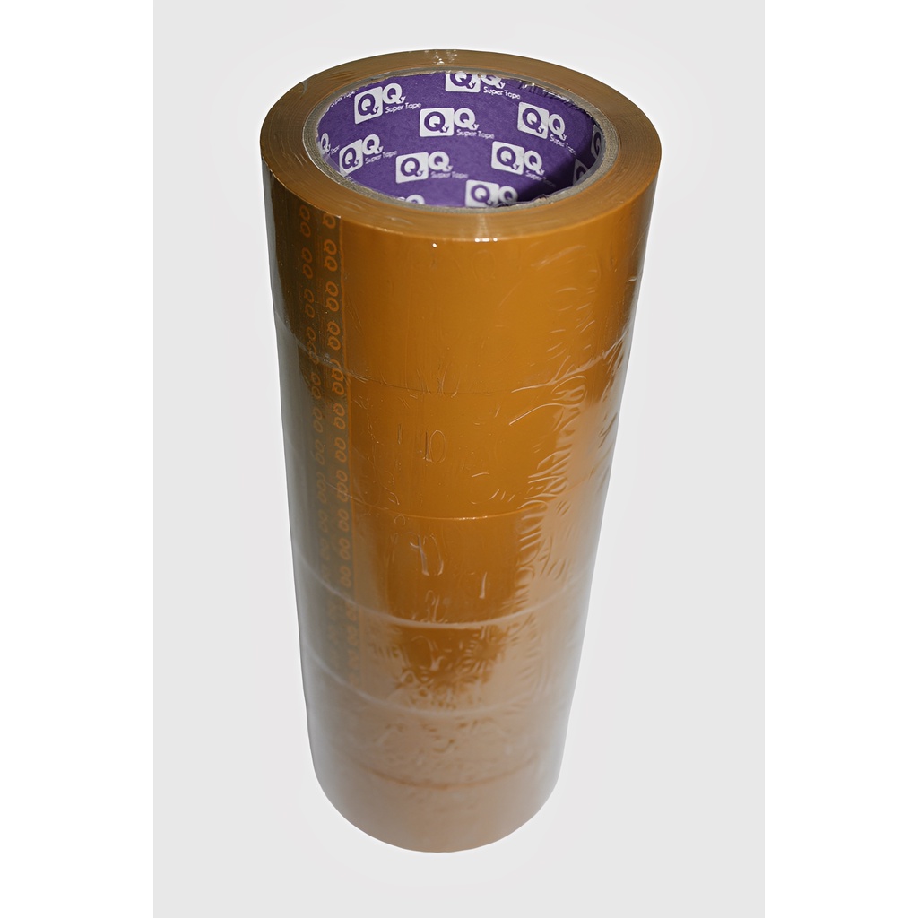 Lakban Bening / Coklat 1 slop (6roll)2IncH 45mmx90Yards Merk  &quot;QQ&quot; PURPLE CORE TOP QUALITY -HRCB