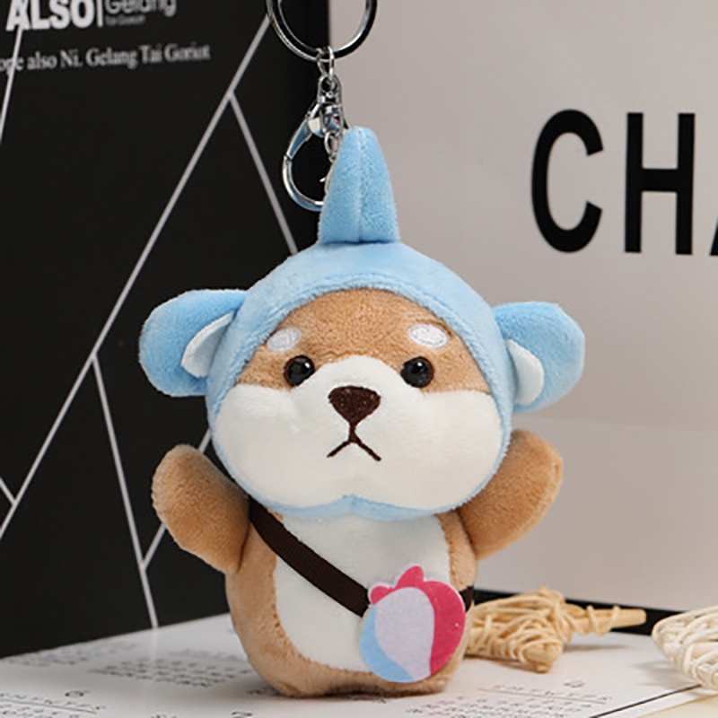 11 cm Anjing Lucu Plush Keychain Cute Puppy Boneka Tas Mainan Dekorasi Liontin Boneka Plush Key Ring Untuk Teman Hadiah Liburan