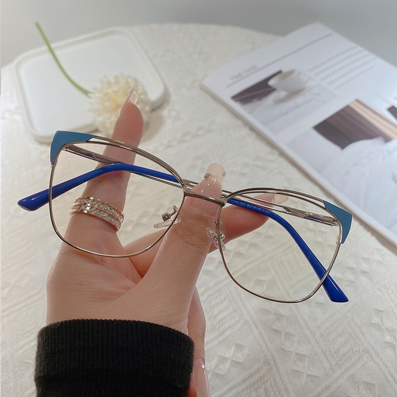 Hot Selling Kacamata Wanita Anti Radiasi Cat Eye Metal Eye Protection