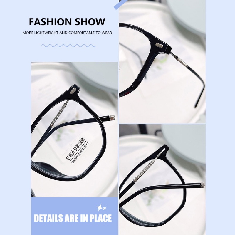 Korea Oversized Anti-Blue Full-frame Glasses/Vintage Metal Square Eyeglasses/Wanita Indah Kacamata Anti Silau Ringan