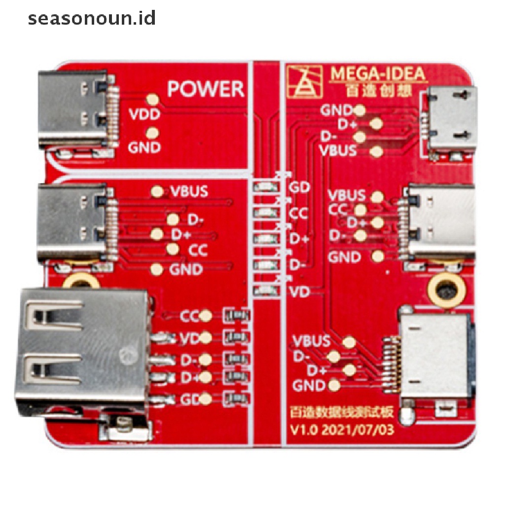 Seasonoun MEGA-IDEA Data Line Conuity Detection Board Fixture Untuk IPHONE/Type-c/Android Quick Cable Test Data Flex Conuity Detection.