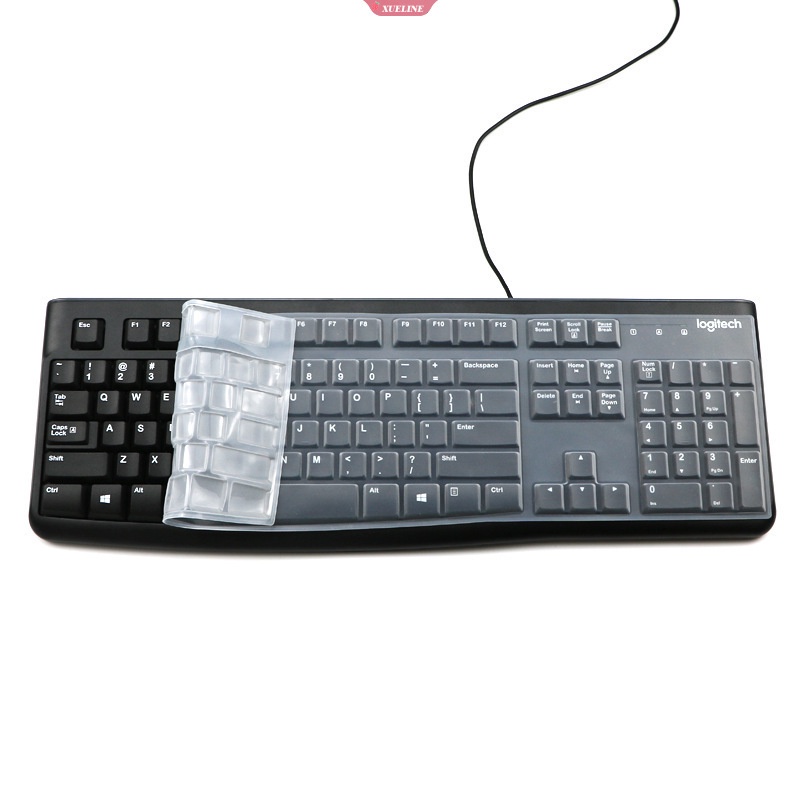 Cover Keyboard Untuk Logitech Logitech K120 MK120 Silikon Pelindung Kulit Case Film Bening Hitam [ZXL]