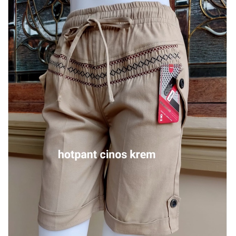 Celana Hotpants Bordir Skoder Bahan Twill Combed Jumbo dan Standart