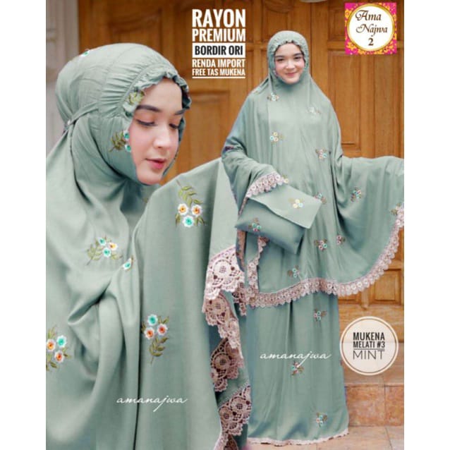 COD MUKENA MELATI RAYON BORDIR PREMIUM MUKENA MELATI SERI 2 AMA NAJWA RAYON BORDIR CANTIK//Mukena De