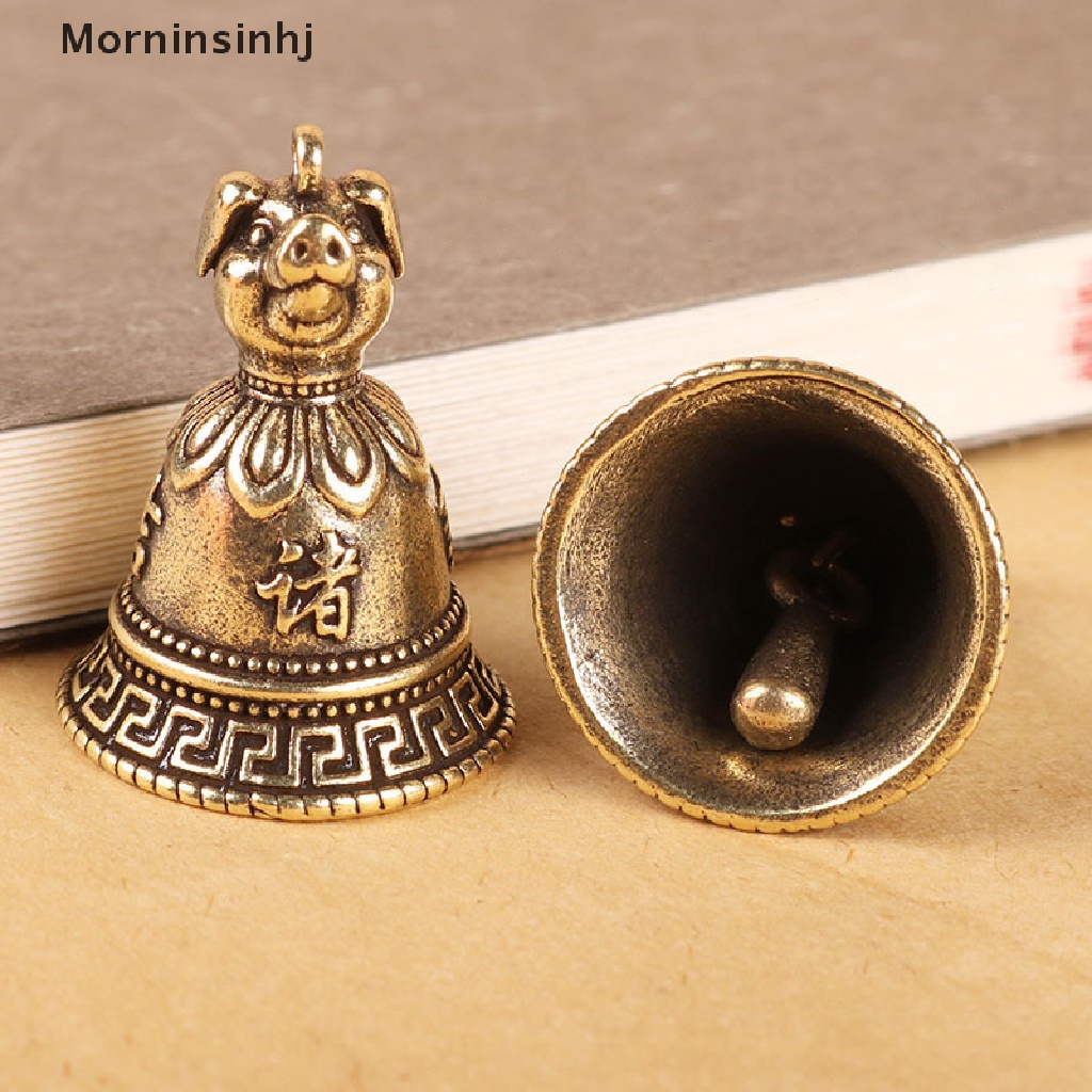 Mornin Kuningan Cina12 Zodiak Hewan Kepala Bell Gantungan Kunci Liontin Perhiasan Vintage Tembaga Feng Shui Gantungan Kunci Mobil Gantungan Keyring Hadiah id