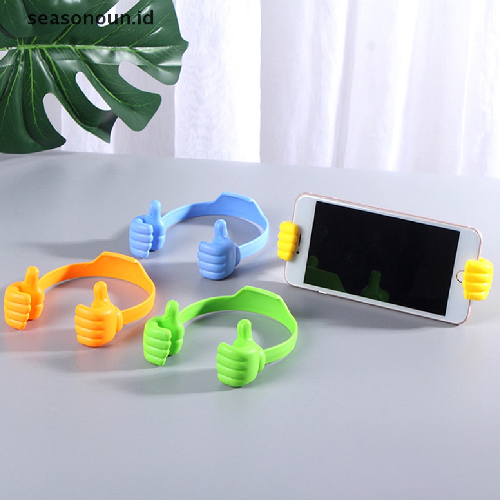 Seasonoun Portable Thumb Handphone Holder Untuk Hp Tablet Universal Meja Kantor Desktop Holder.