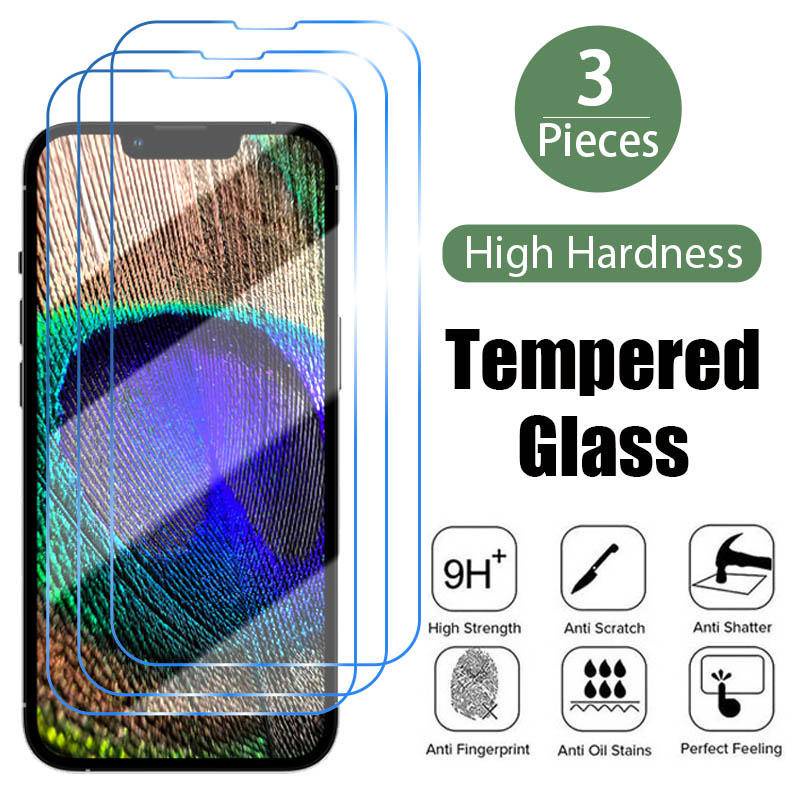 3pcs Tempered Glass Untuk Iphone14 13 12 11 Pro MAX Plus Mini Pelindung Layar Untuk iPhone X XS MAX XR 78 6 6S Plus SE 2022 2020 14Plus 13Mini 12Mini Kaca Pelindung