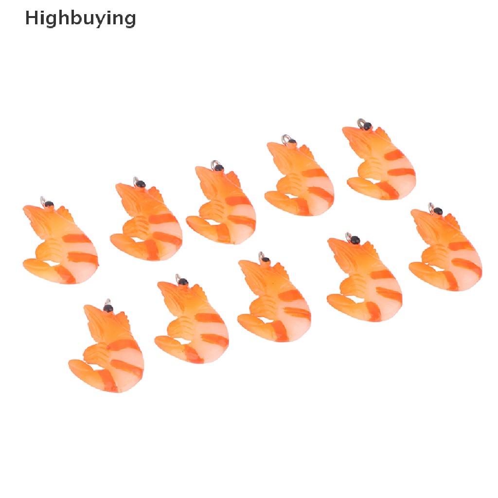 Hbid 10Pcs Ch Simulasi Udang 21x32mm Resin Liontin Untuk Anting Gelang Kalung Gantungan Kunci DIY Membuat Perhiasan Aksesoris Glory