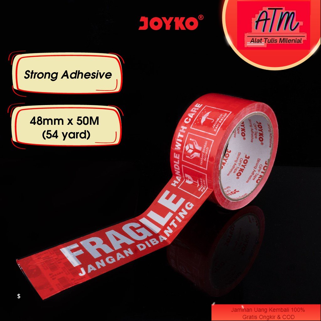 

Lakban Fragile Jangan Dibanting Opp Tape Joyko OPP 48 mm
