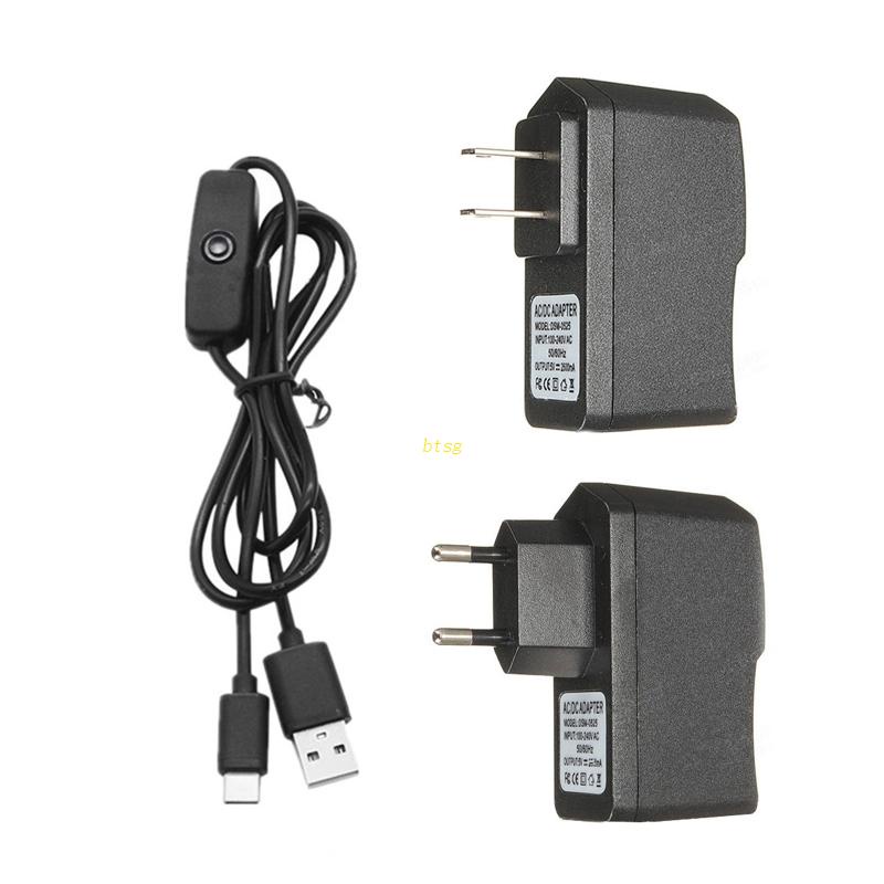 Btsg 5V 3A 3000mA Power Supply Adapter Kabel Charger USB Tipe-C Untuk Raspberry Pi4 4B US/EU Plug Dengan Switch