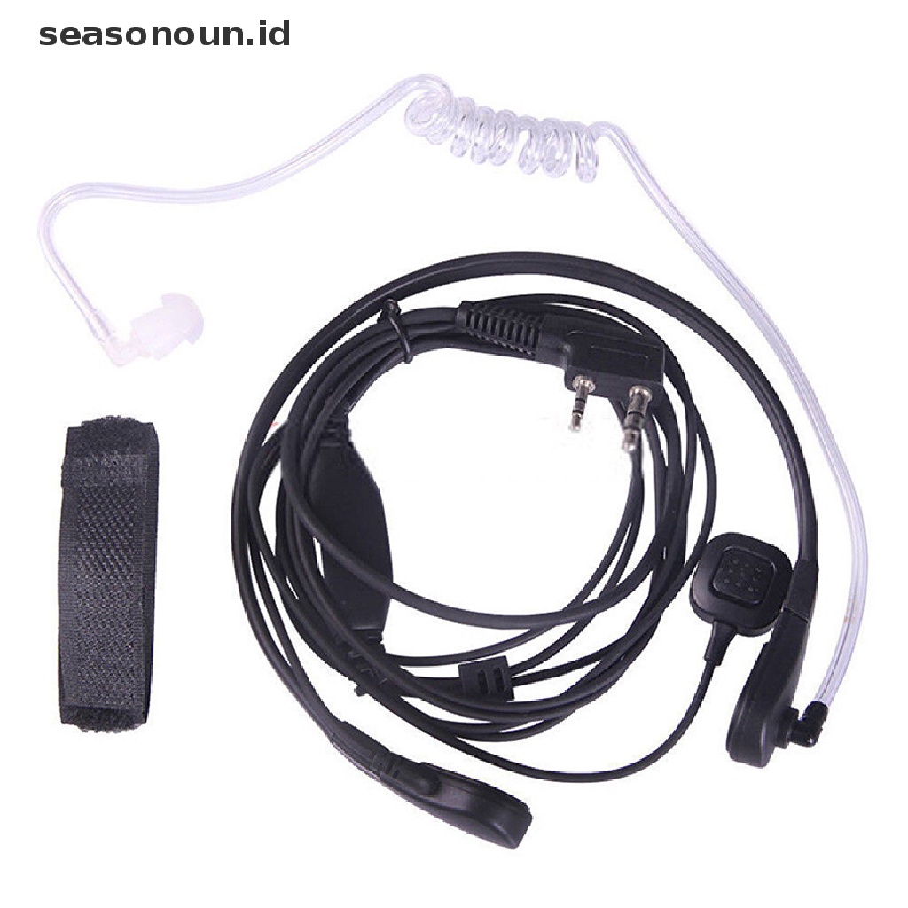 Seasonoun Throat Mic Earpiece Headset Finger PTT Untuk Baofeng UV5R 888s Radio Walkie Talkie.