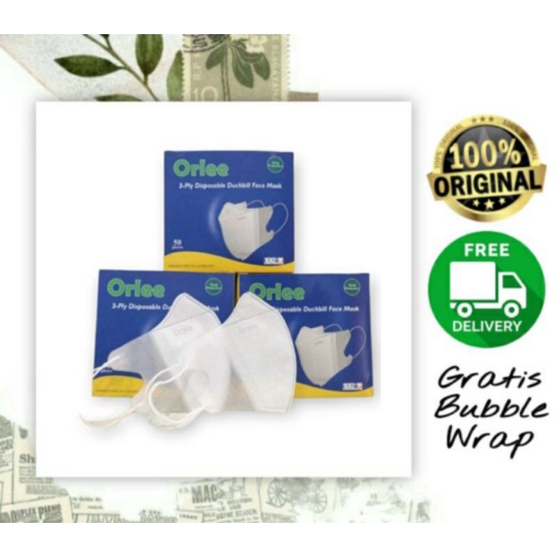 Masker Orlee Duckbill isi 50 warna putih / hitam / abu-abu / Hijab Duckbill Orlee