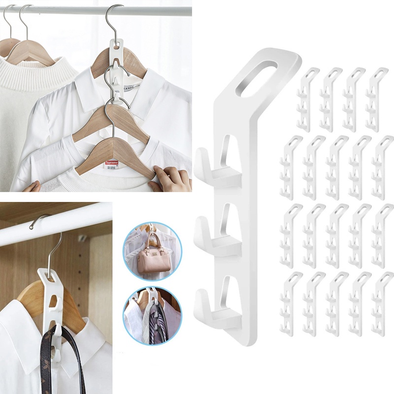 Rak Penyimpanan Organizer Closet Multifungsi Holder Hemat Ruang Rak Penyimpanan Laundry Pakaian Gantungan Pengeringan Non-Slip Multi-Layer Gantungan Baju Kait Sambungan Tahan Lama