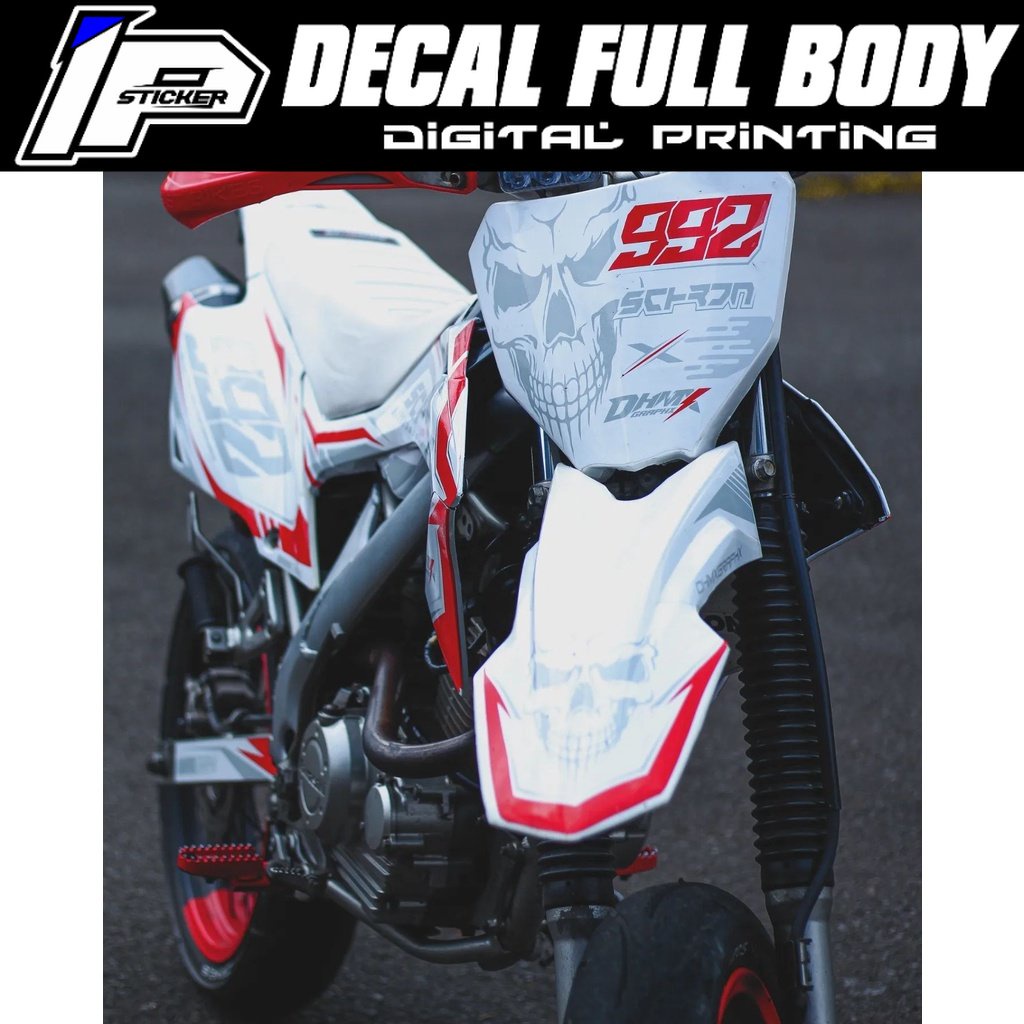 DECAL KLX DTRACKER CRF WR PUTIH LIST MERAH CUSTOM DESAIN