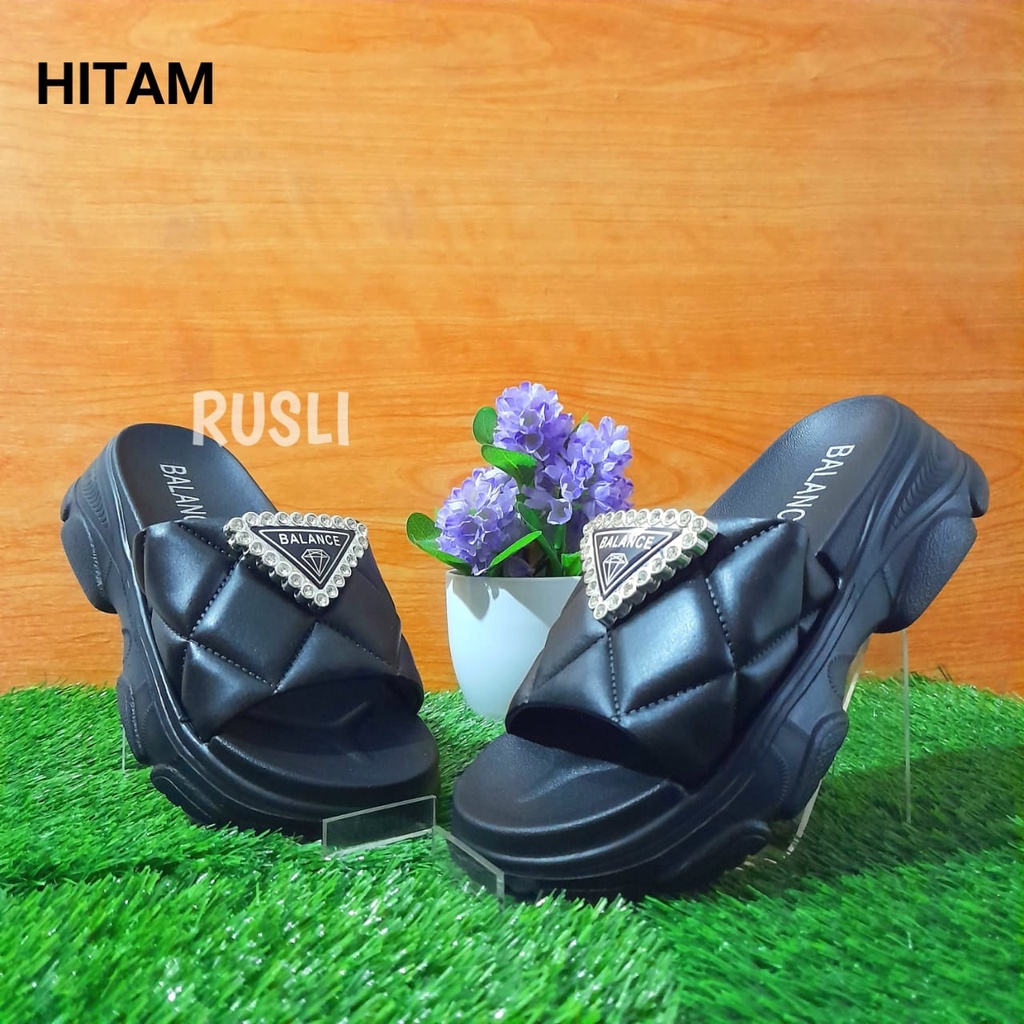 (COD) Sandal Selop Wedges Diamound Premium Jelly Import Balance 2032