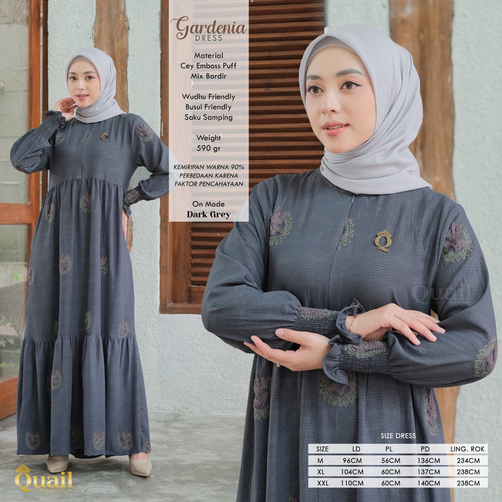 Gardenia Dress original Quail Hijab Wanita Luna.idn