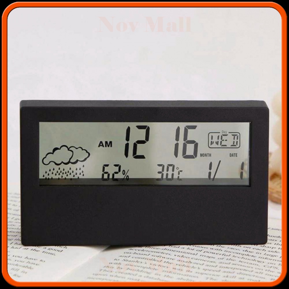 Jam Alarm Meja Digital Thermometer Hygrometer Weather Station -JM400