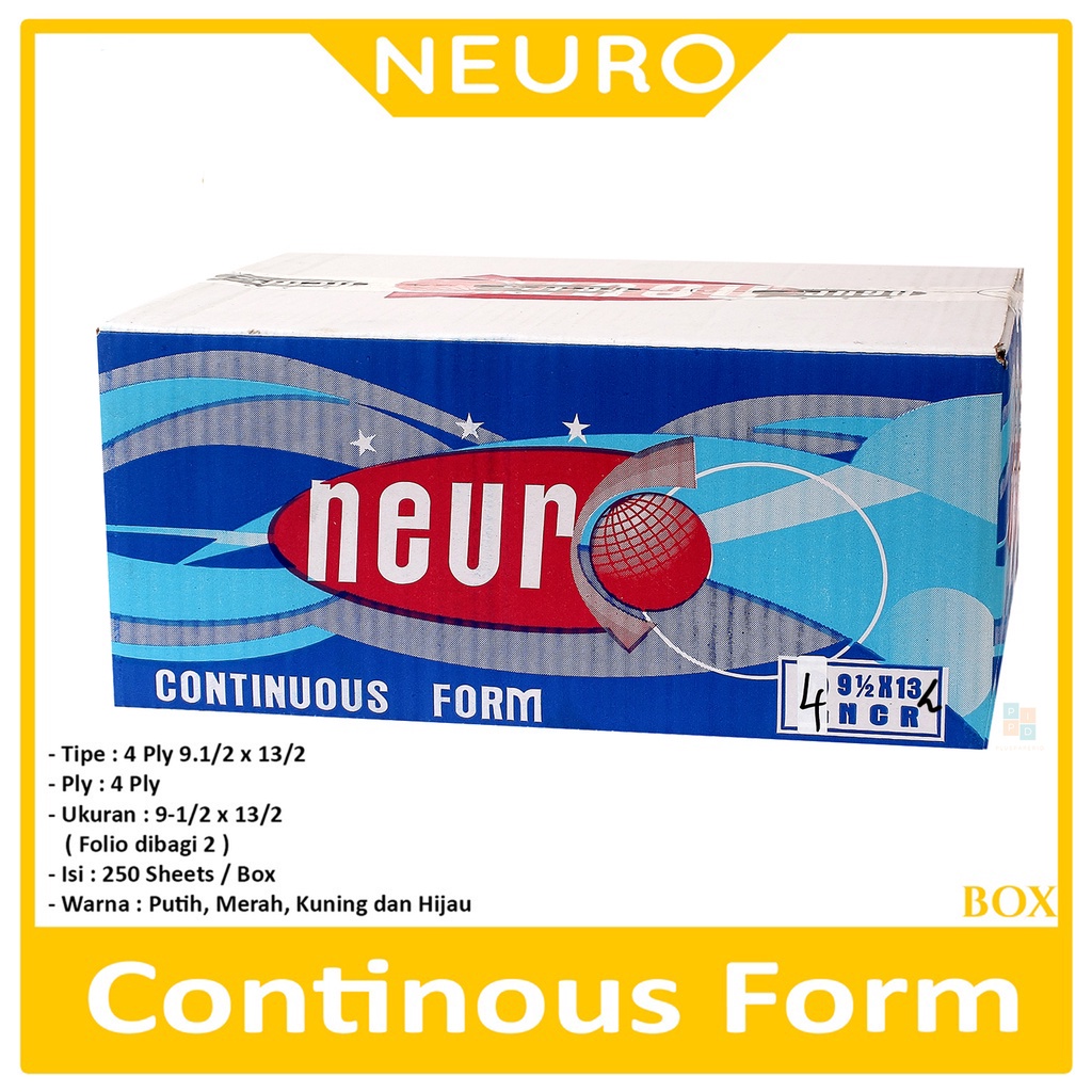 

NEURO - Continous Form 4 Ply 9 1/2 x 13/2 ( FOLIO dibagi 2 ) Ncr - Box