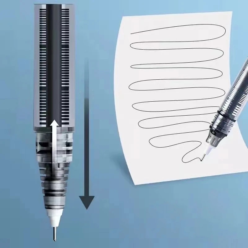 Pulpen Lurus Ballpoint Kapasitas Besar/Pensil Tinta Gel 0.5 Mm Hitam Biru Cepat Kering/Bolpen Tanda Tangan Ujian Siswa Kantor Sekolah