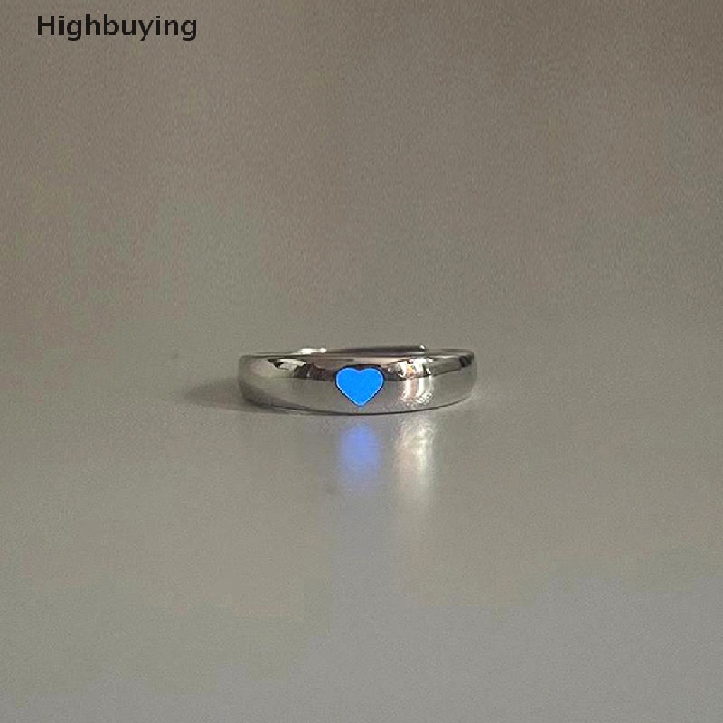 Hbid Cincin Cinta Hati Bercahaya Menyala Dalam Gelap Fashion Adjustable Pasangan Rings Warna Perak Pink Biru Cahaya Perhiasan Hadiah Untuk Kekasih Glory