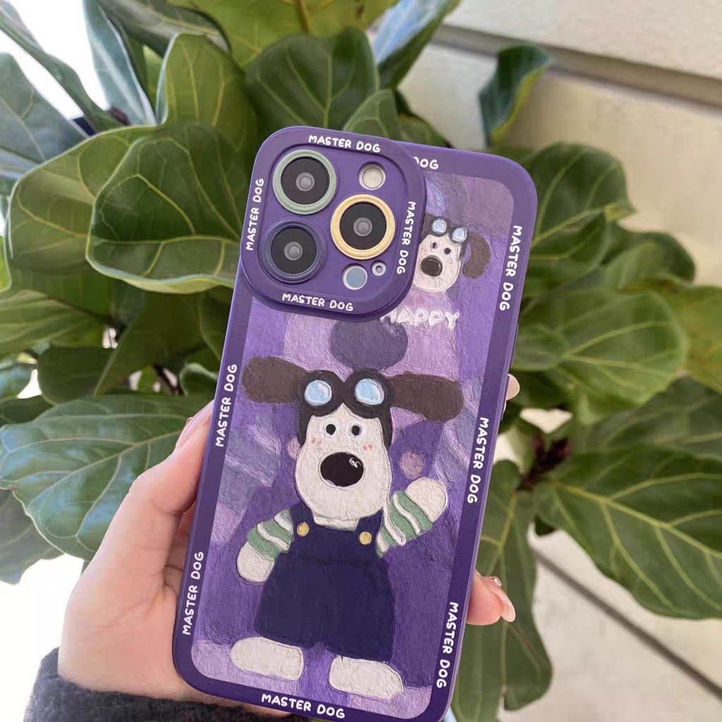 IPHONE Ins Pola Anjing Cocok Untuk Iphone14 14pro 14plus 13 13pro 13prm iPhone12 7Plus 8Plus Xr XS 13 Pro Max Empat Sudut Casing Ponsel Tahan Guncangan