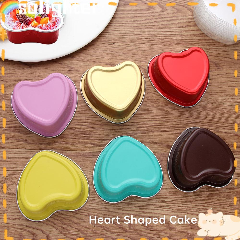 Solighter Loyang Kue Berbentuk Hati Perlengkapan Pernikahan Bakeware Puding Cup Cupcake Cup Dengan Tutup