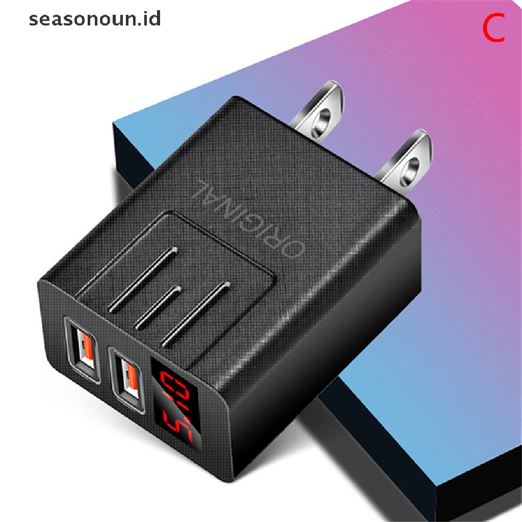 Seasonoun 45W QC 3.0 USB Charger LED digital display Quick Charge Adaptor Cas Telepon.